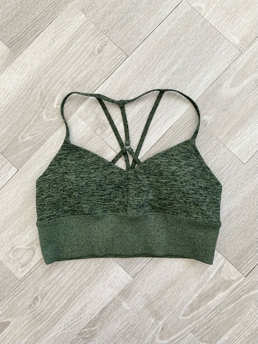 Alo Yoga Green Alosoft Lavish Bra Hunter Heather Sports Bra Medium